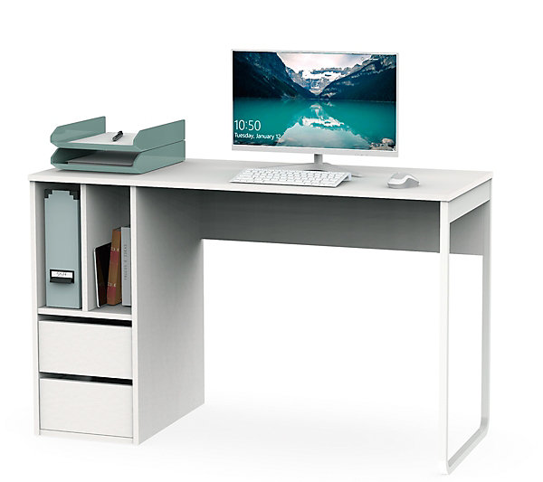 Bureau coloris blanc - Hauteur 74 x Longueur 120 x Profondeur 55 cm