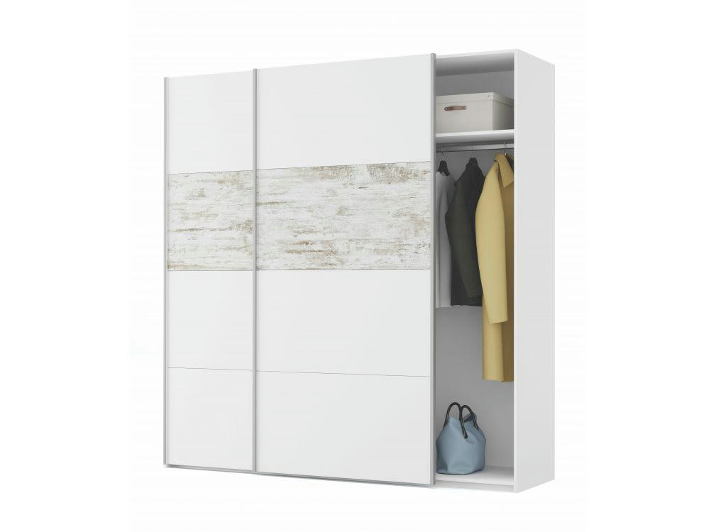 EMMA - Armoire penderie blanche avec portes coulissantes L180 x H200cm