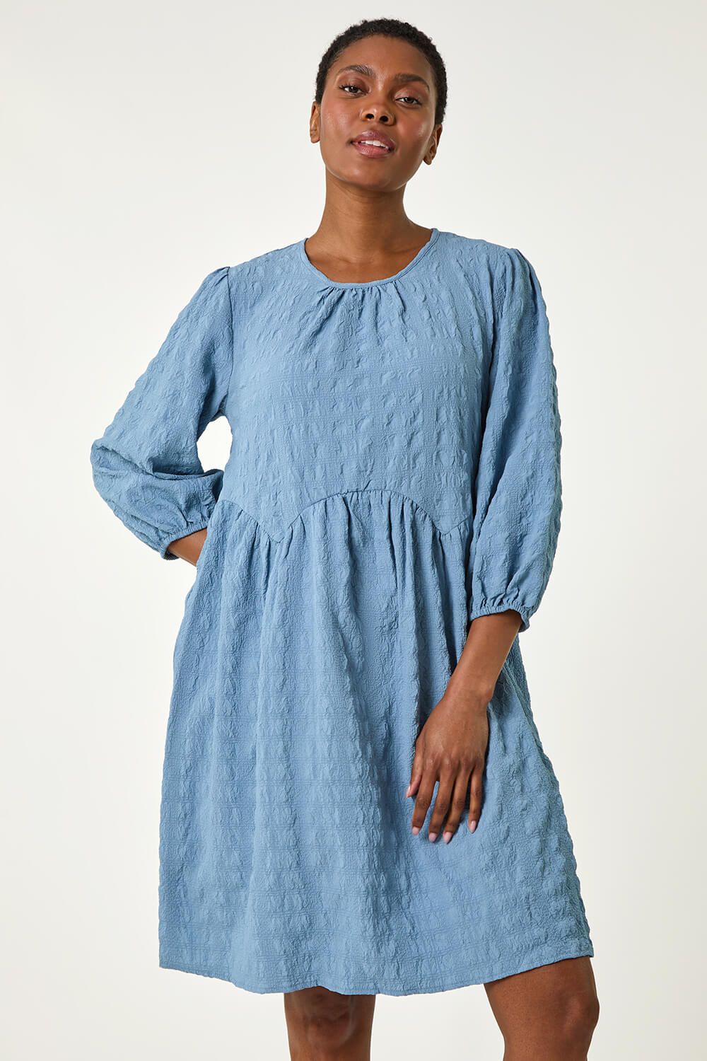 Roman Bubble Textured A-Line Stretch Dress