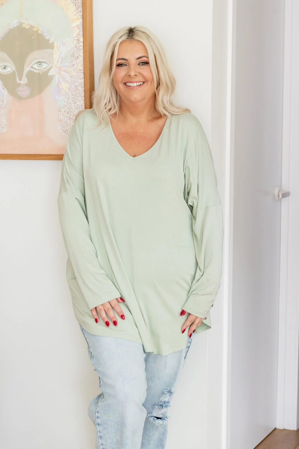 Jasper Jersey Top in Sage