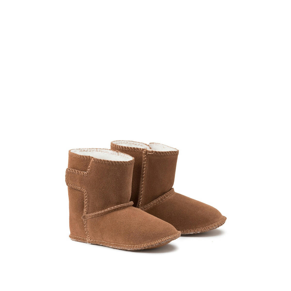 Chaussons chauds en cuir fourrés à scratch