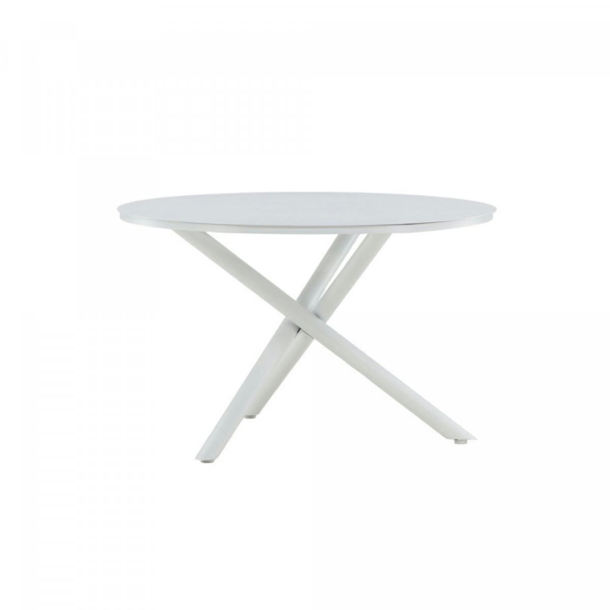RENAFA - Table de jardin ronde 120cm en métal noir blanc