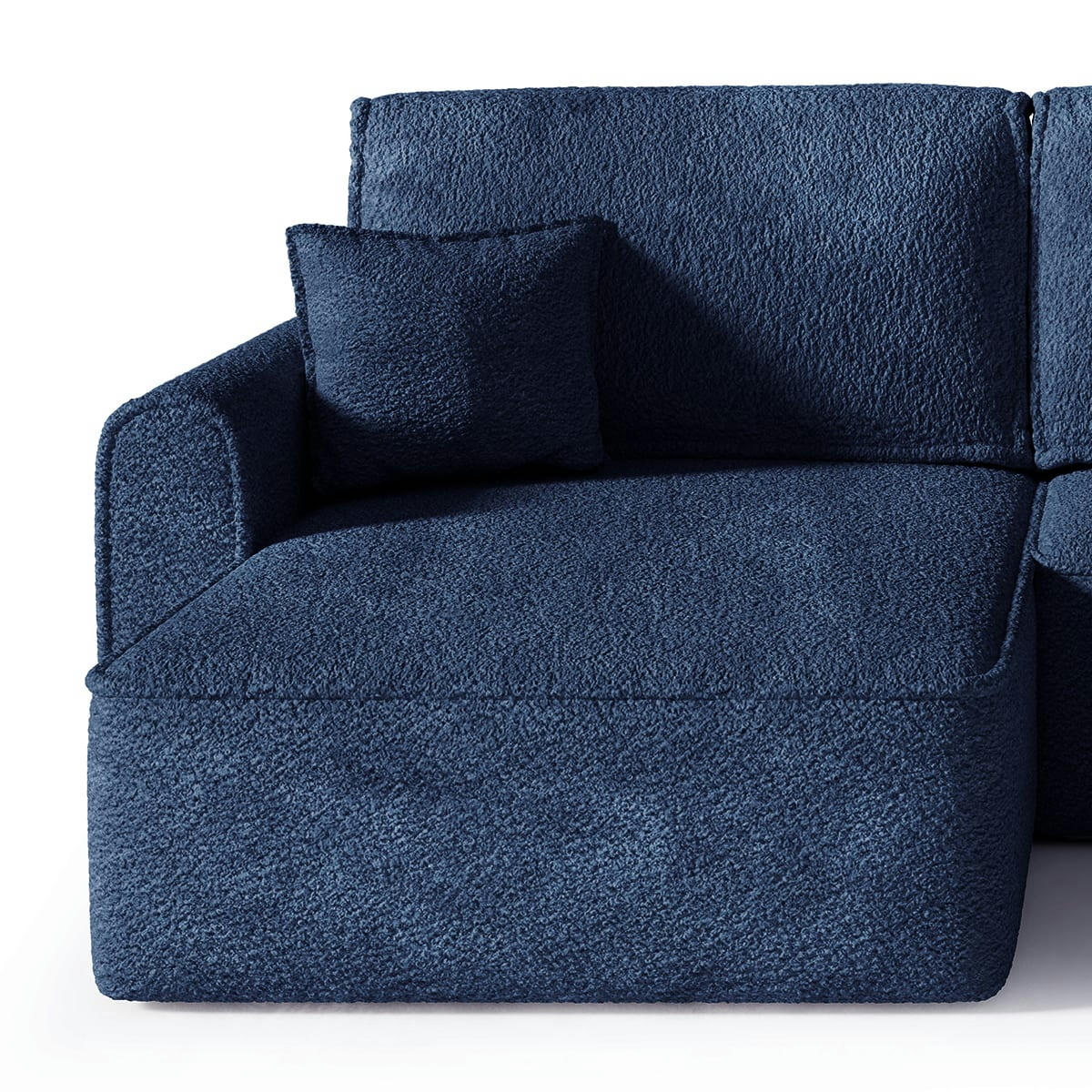 - Canapé panoramique 5 places convertible coffre bouclé bleu