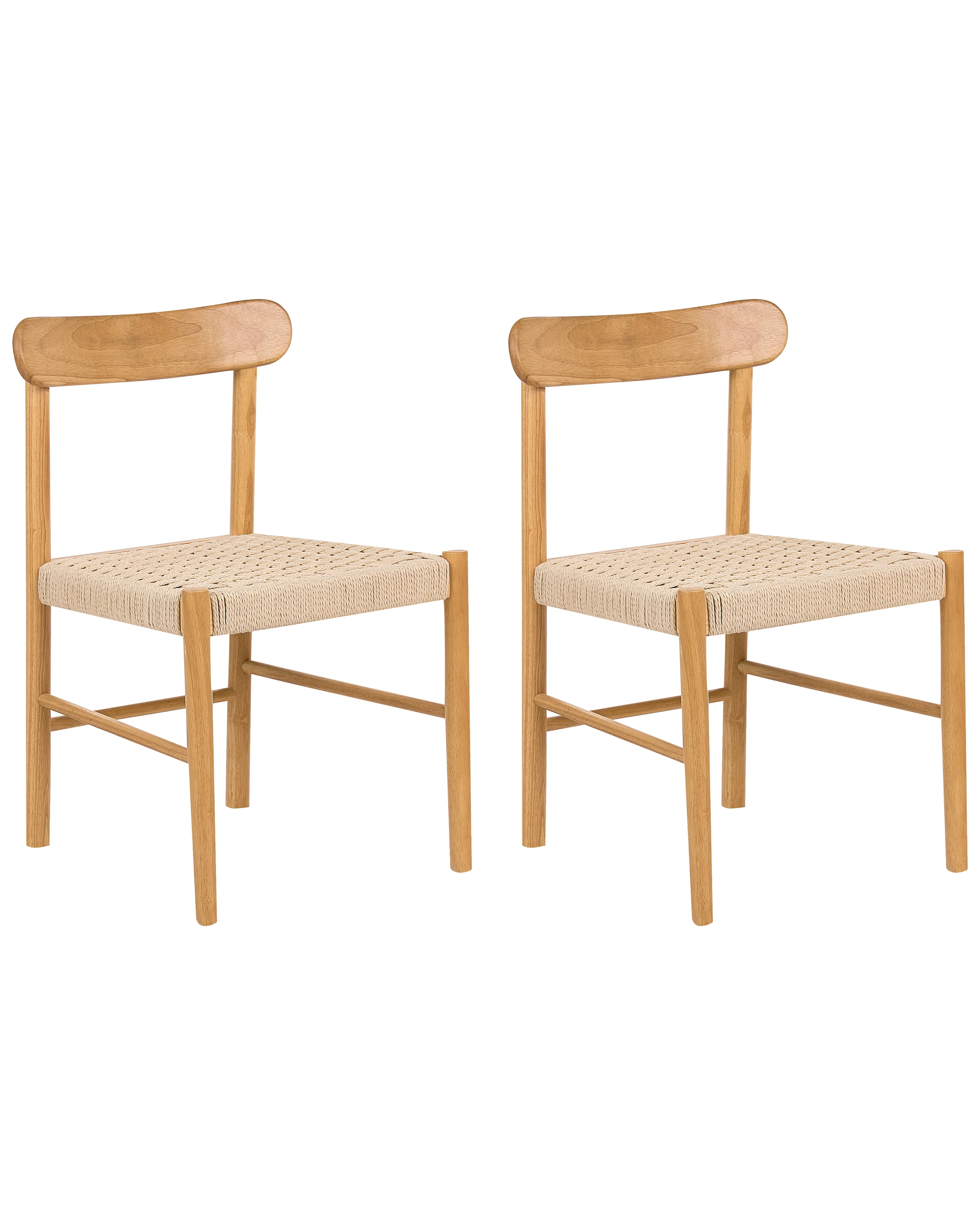 Set of 2 Dining Chairs EAGAN Wood Light Brown/ Beige
