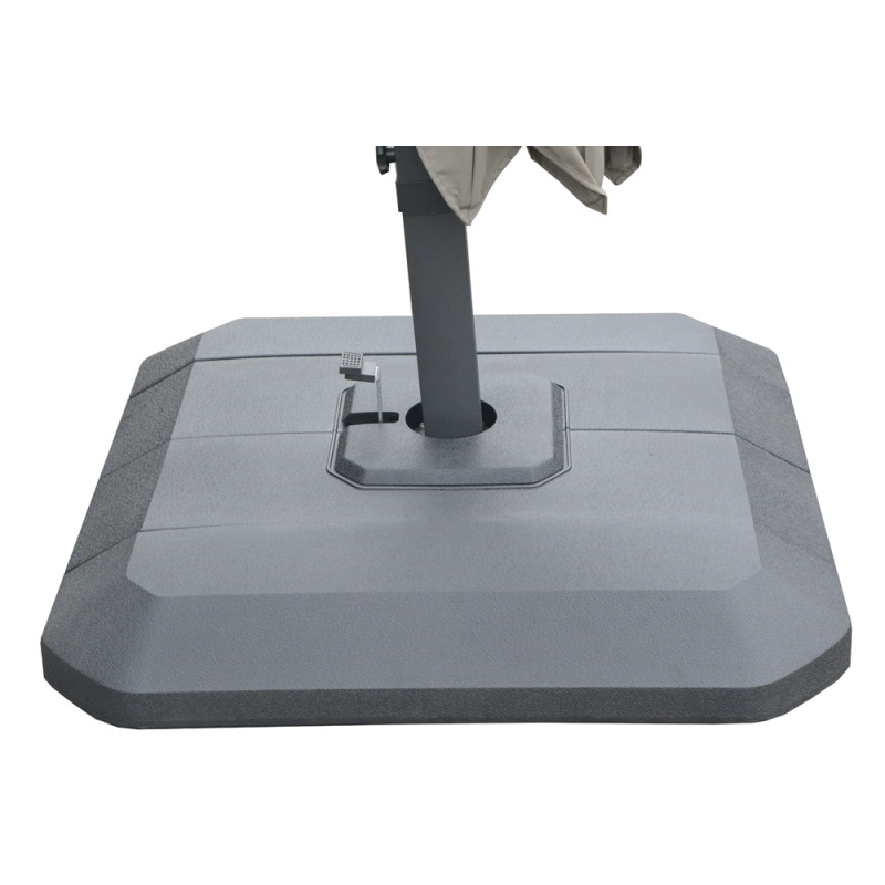 Parasol déporté inclinable rotatif gris avec housse de protection 300 x 300 cm