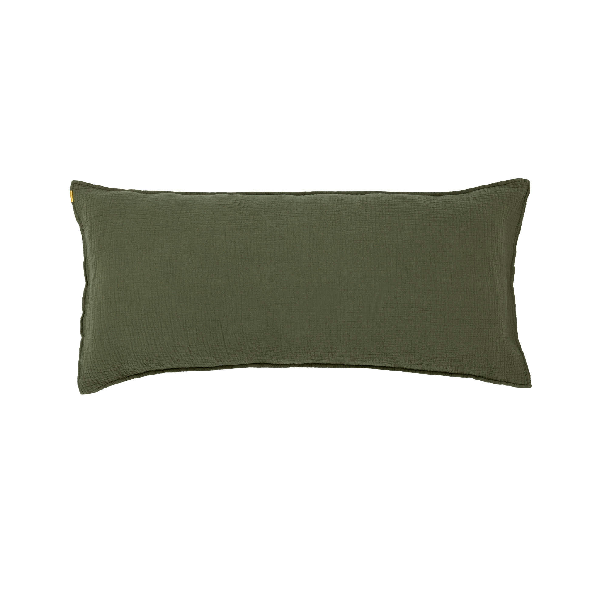 - Grand coussin en double gaze de coton vert câpre