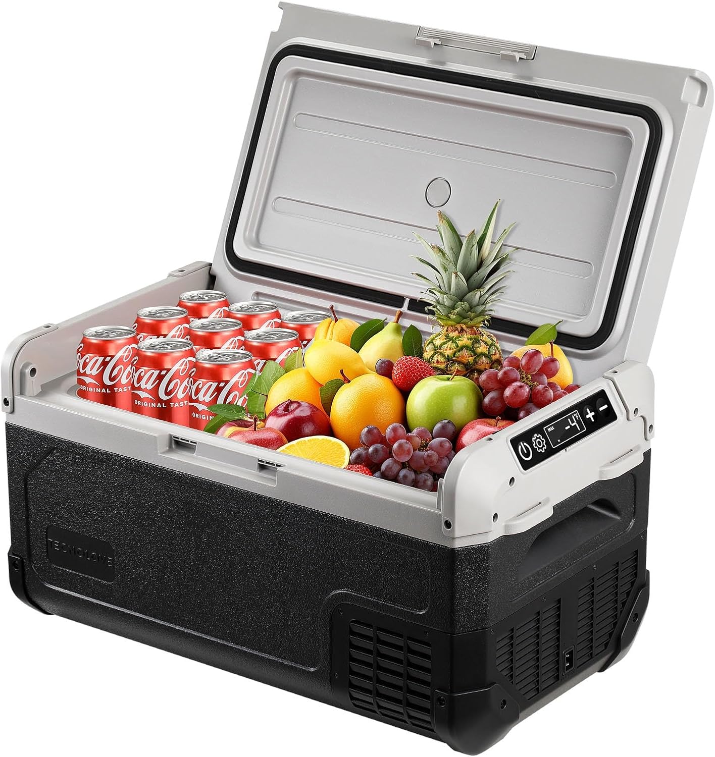 12V Car Refrigerator,21QT Portable Fridge Freezer with Blow Expansion Evaporator,-4℉~68℉ 12/24V DC & 120-240V AC Freezer Cooler for Truck RV SUV Camping Travel,Reversible Door