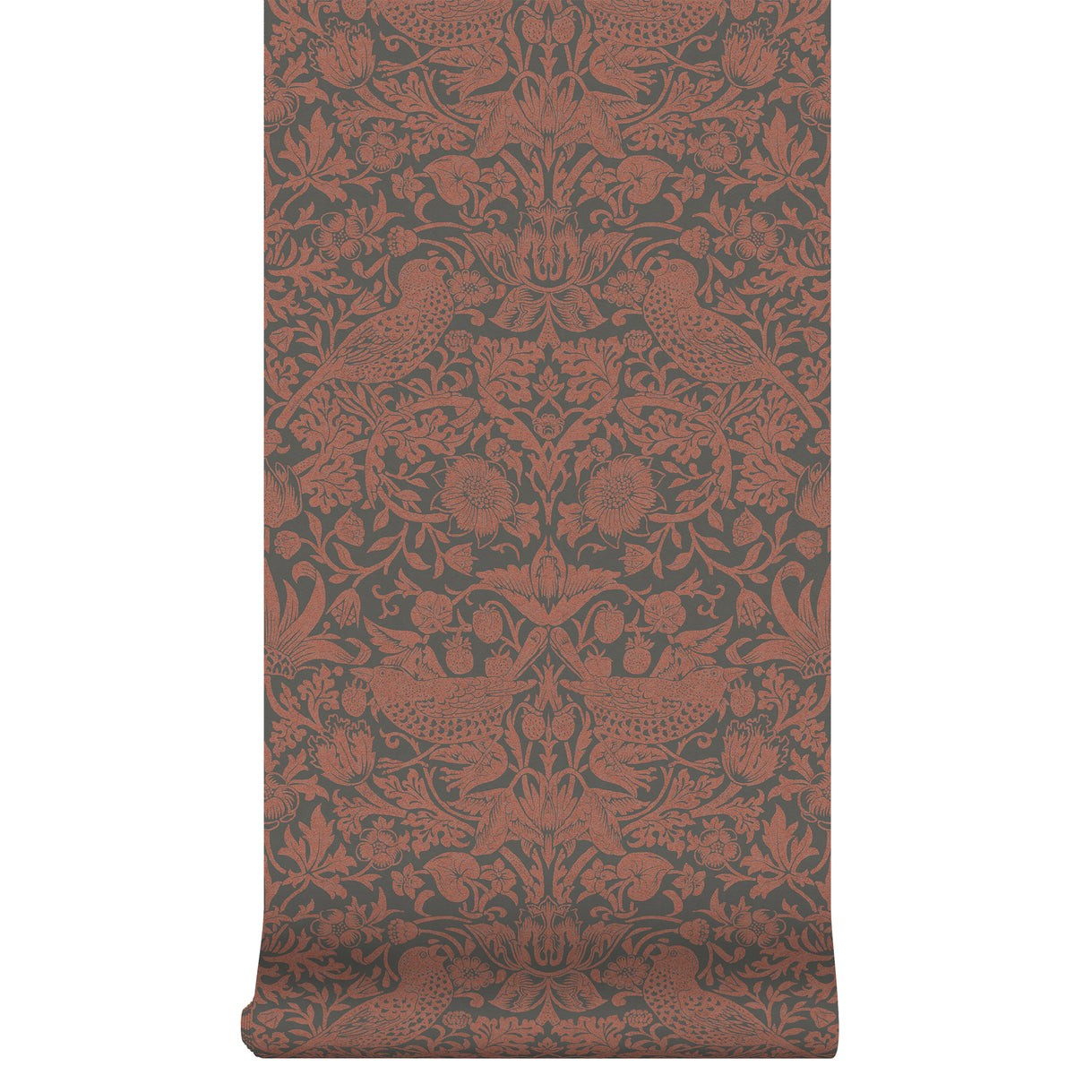 William Morris at Home Vliesbehang Strawberry Thief Fibrous Charcoal - 10mx52cm