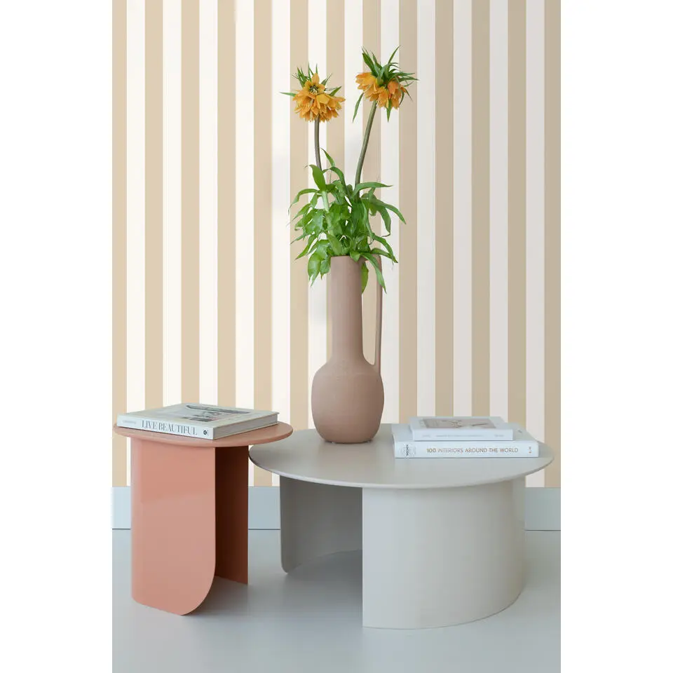 ESTAhome behang strepen wit en lichtbeige - 53 cm x 10.05 m