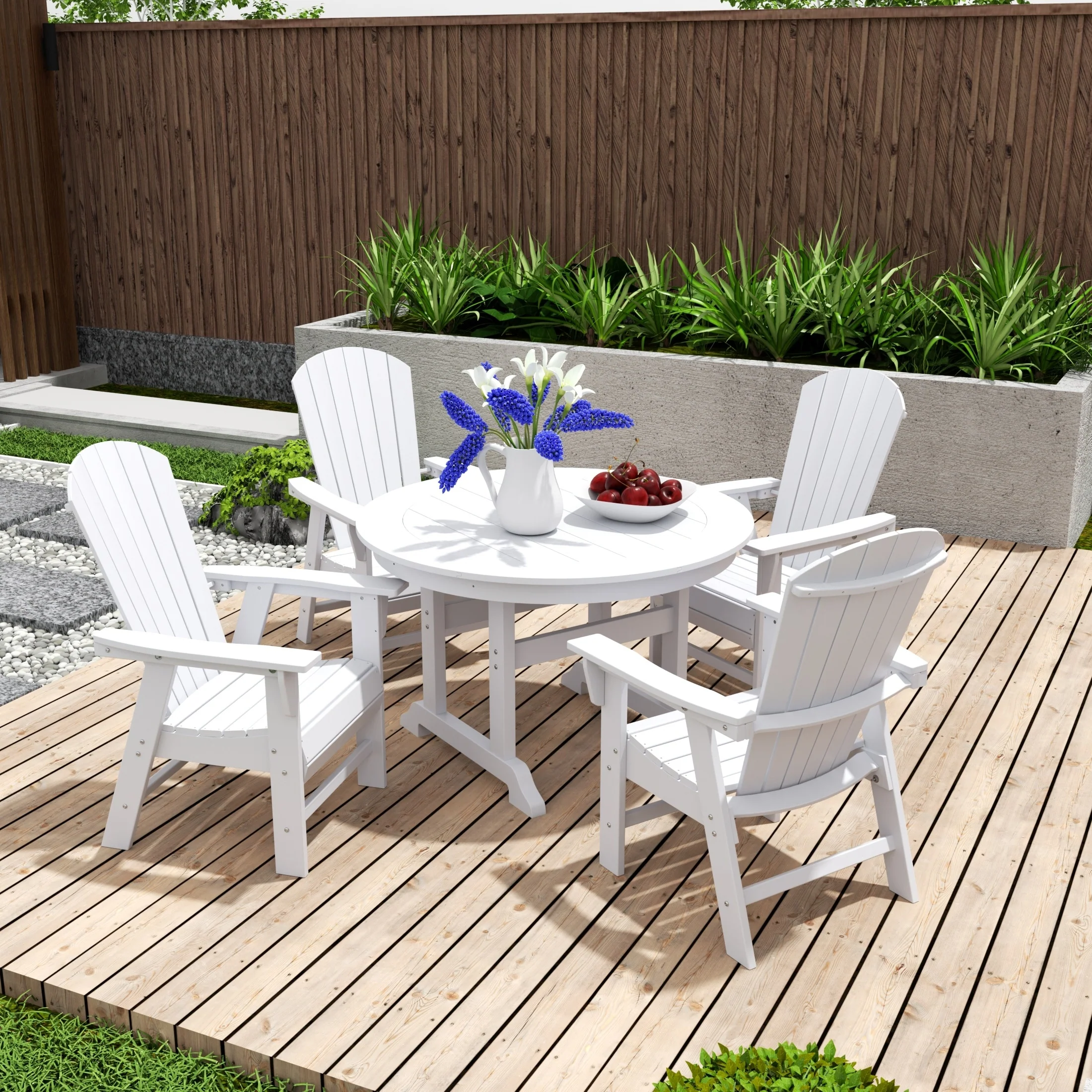 Polytrends Altura 5-Piece Round Poly Eco-Friendly All Weather Outdoor Dining Set