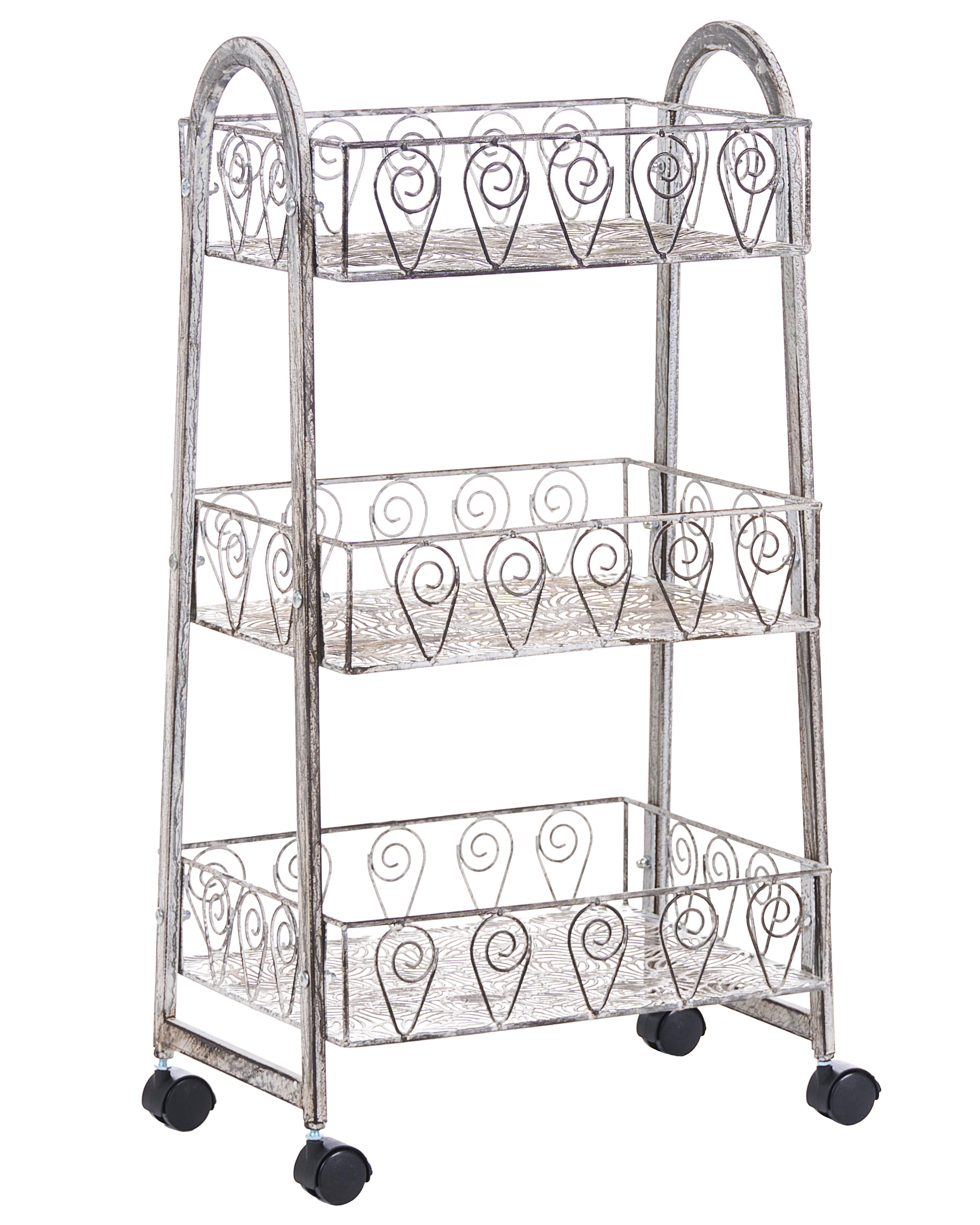 Storage Trolley VALPARAISO Metal Grey with Wheels