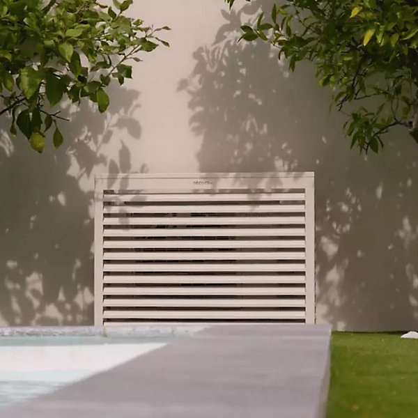 Cache unité extérieure en aluminium blanc crème taille S - DECOCLIM - 23AS9001