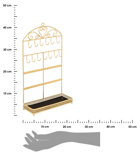Stojak na biżuterię Gold Tia metalowy złoty 42x23 cm ozdobny organizer