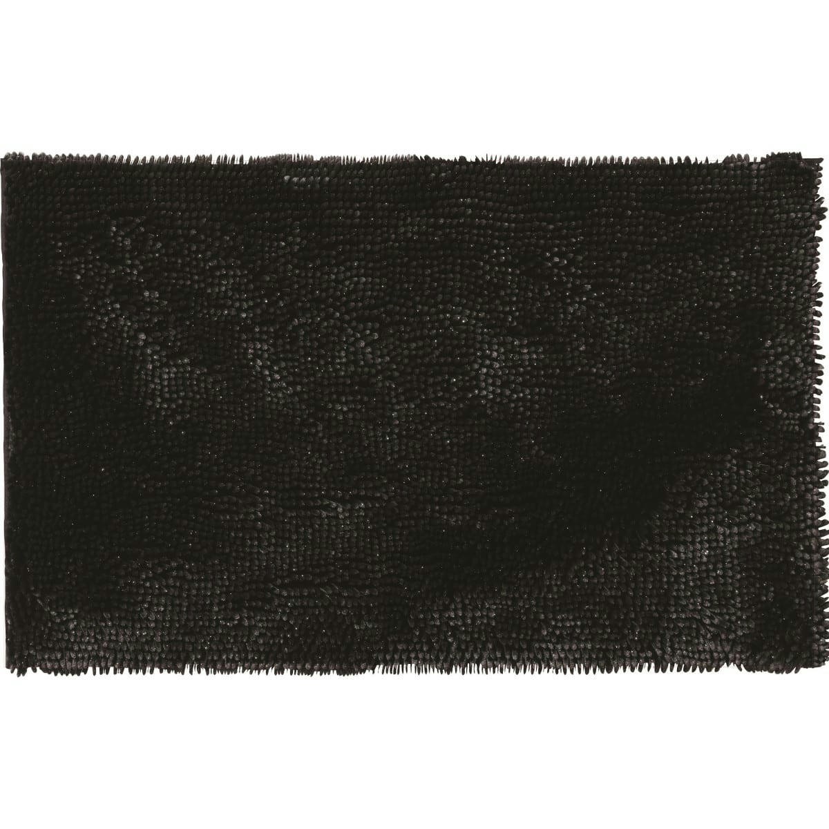 SHINY - Tapis de bain en polyester uni noir 50x80cm