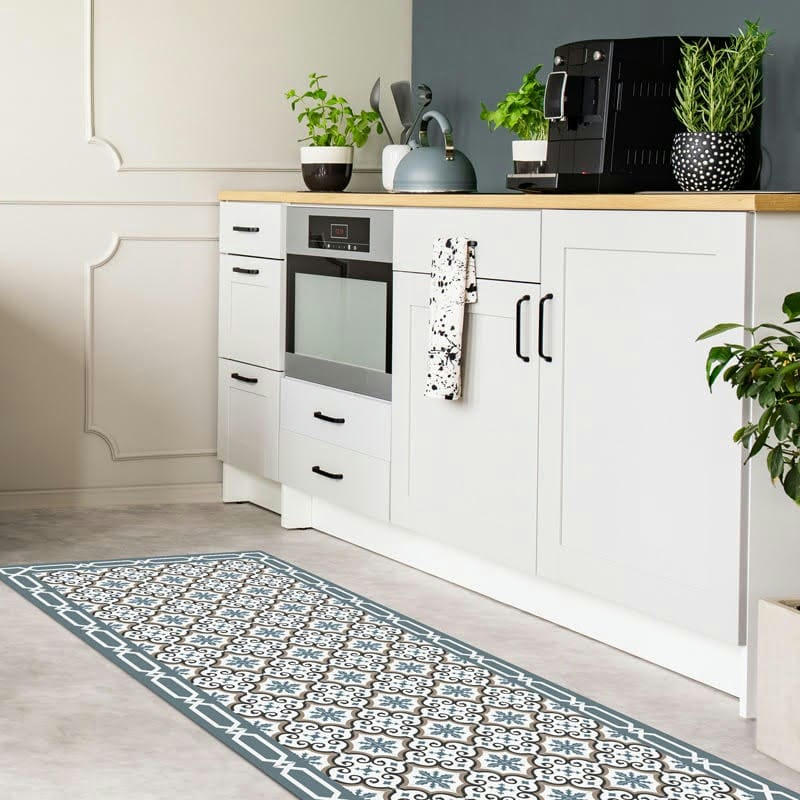 YAZIR DULCE - Tapis Vinyle Large l120xH200cm Multicolore Carreaux de ciment