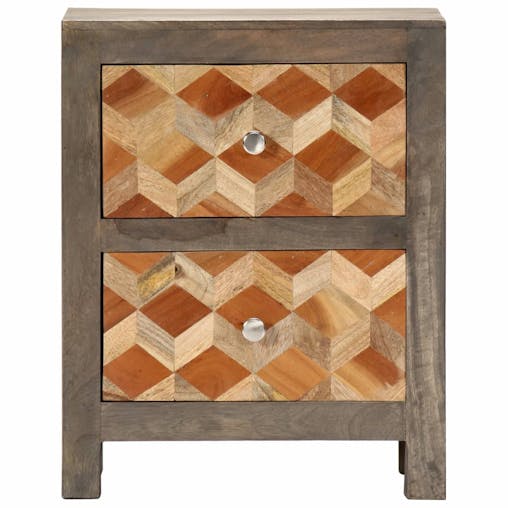 NNEVL Bedside Cabinet Grey 40x30x50 cm Solid Mango Wood