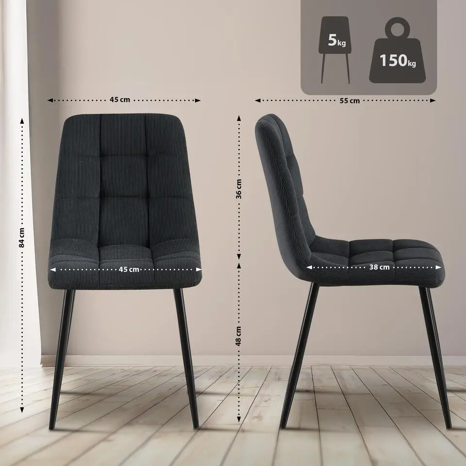 CLP Eetkamerstoel Tilde Ribstof - zwart