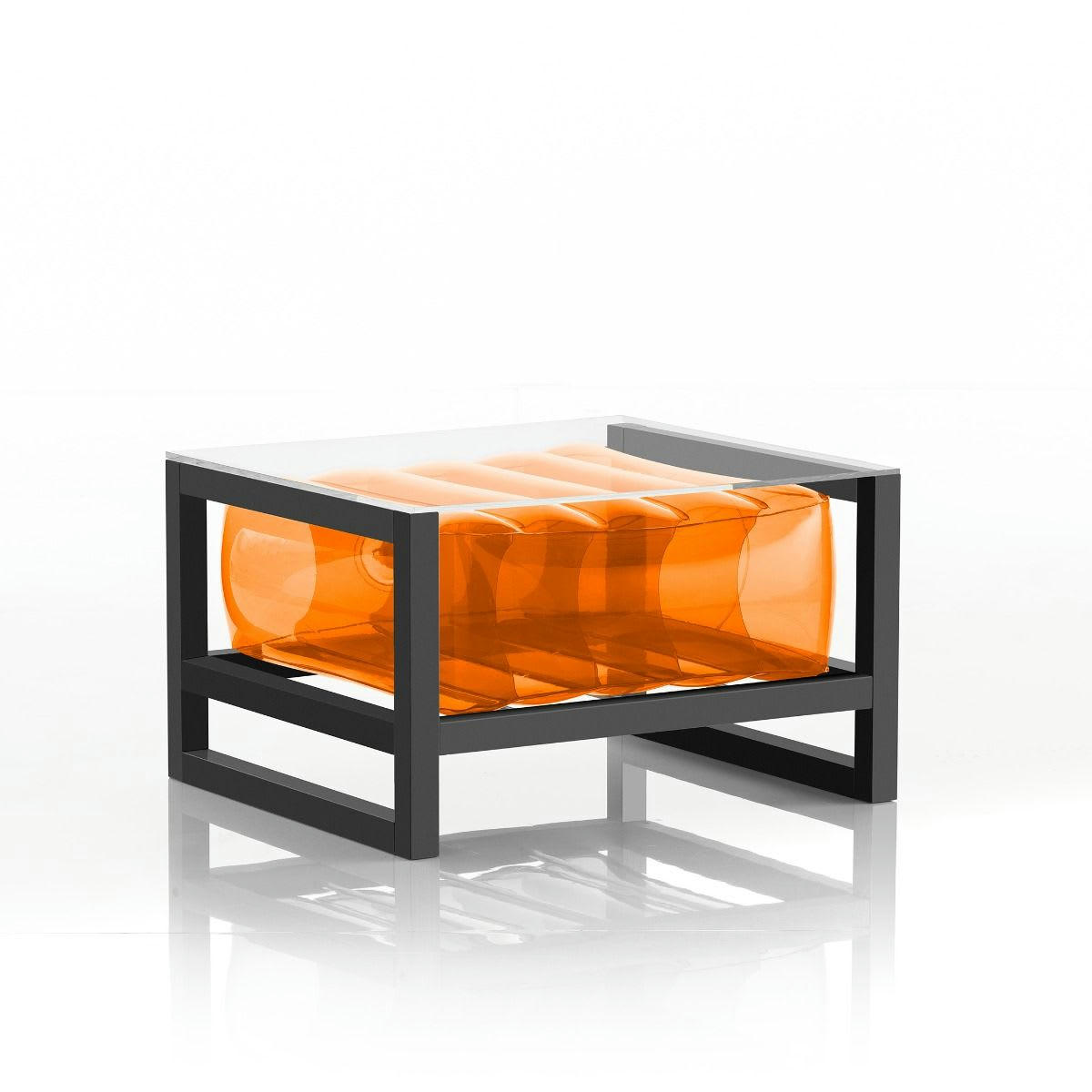 YOKO EKO - Table basse tpu orange cadre en aluminium