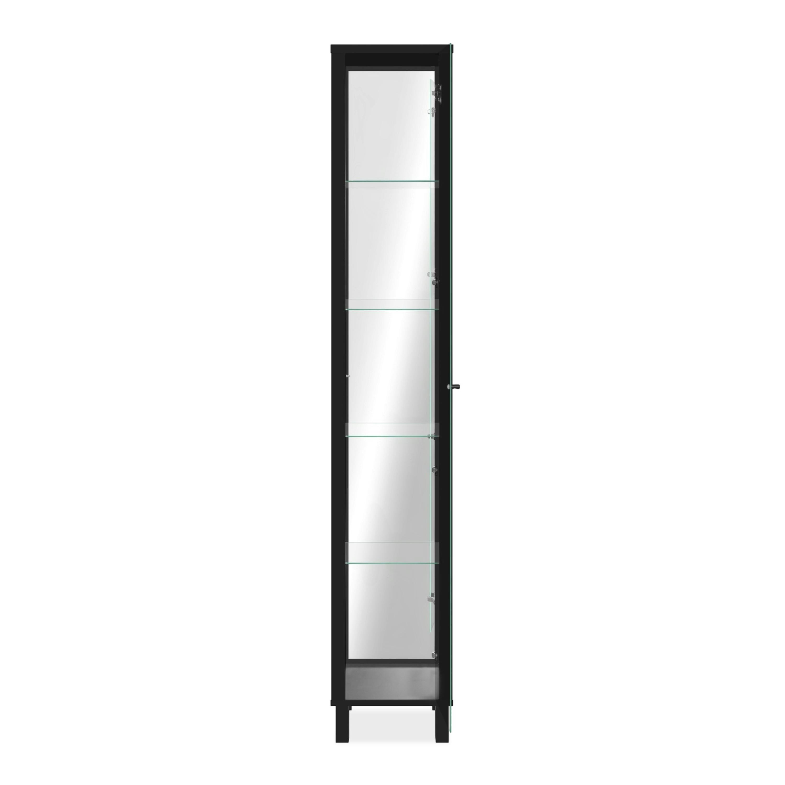 Colonne vitrine noire 5 niveaux 1 miroir RAVEN