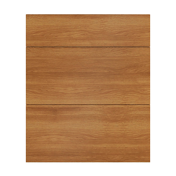 Façade de cuisine 1 tiroir et 2 casseroliers Chia décor chêne fumé l. 60 cm x H. 72 cm GoodHome