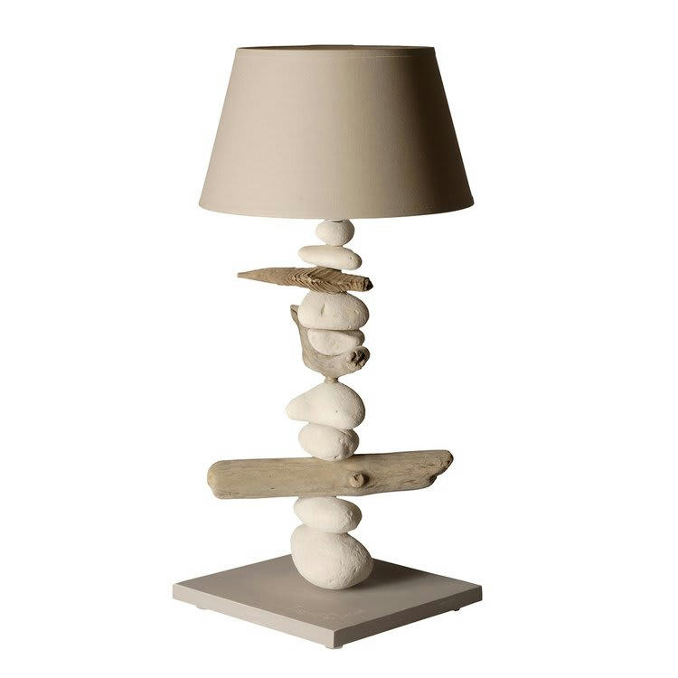 ESPRIT DE LAGON - Lampe à poser bois recyclé en bois taupe