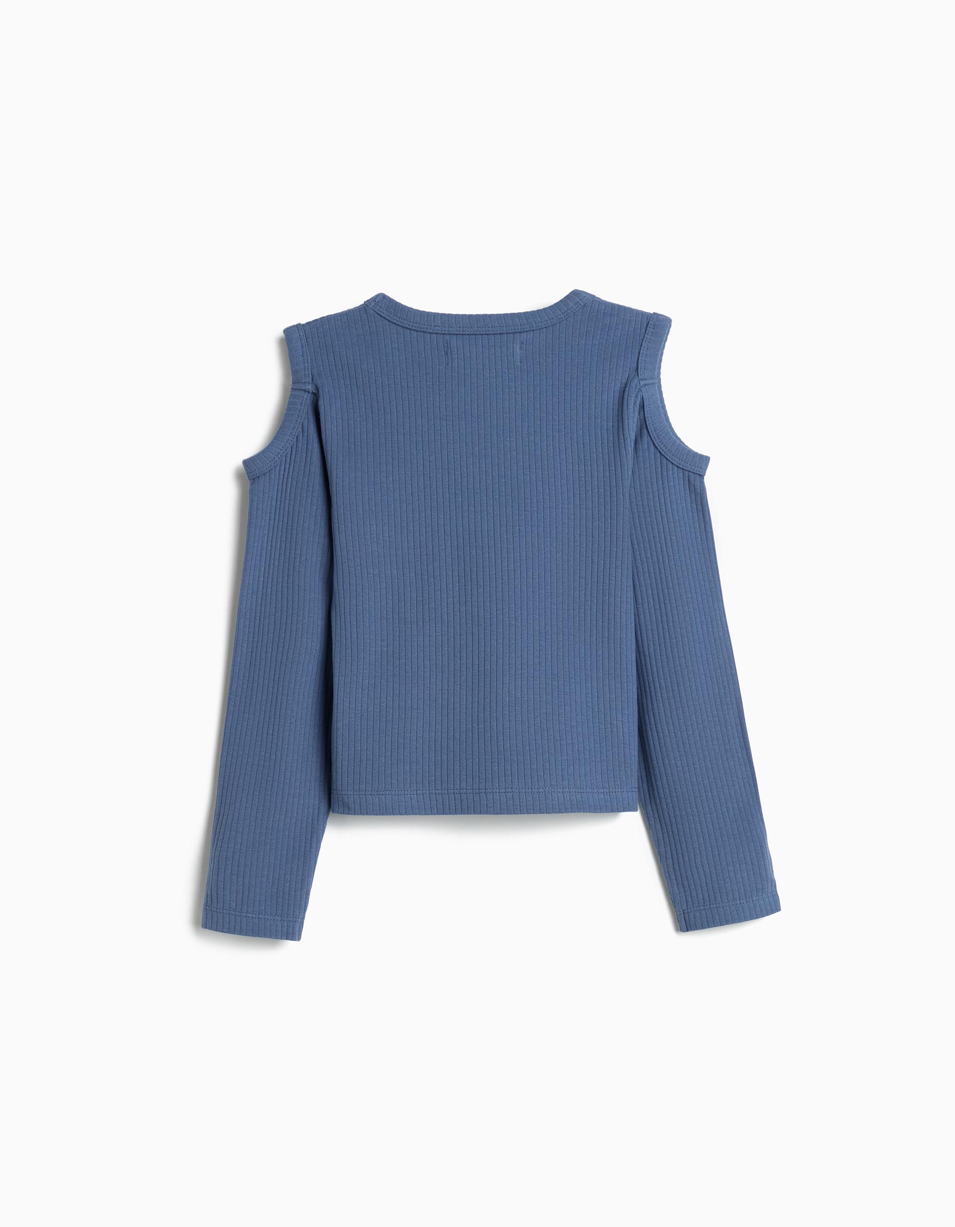 T-shirt Manga Comprida Cut Out, Menina, Azul