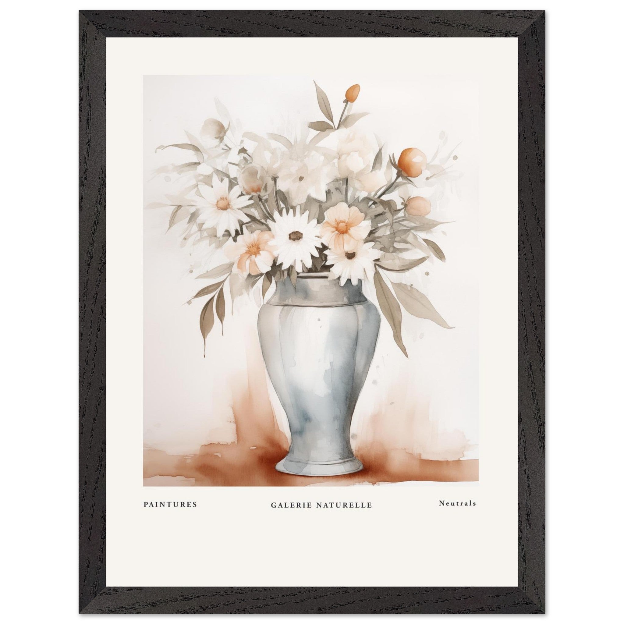 Artfulprints Poster met Lijst Bloemen in vaas 1  - 30x40 cm - Taupe
