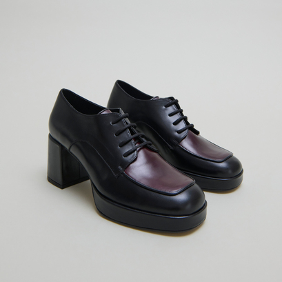 Derbies à talonsen cuir noir et bordeaux | VIVALDI