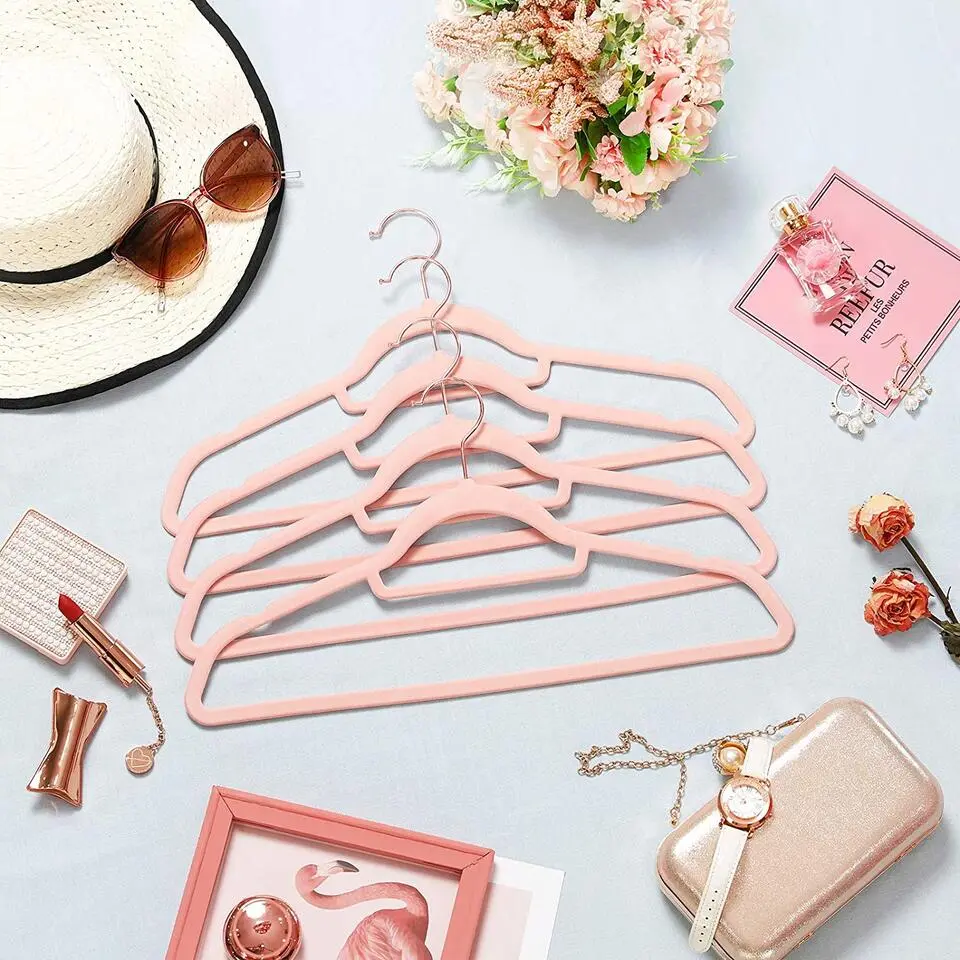 ACAZA Antislip kledinghangers - plooibaar - roterende haak - 30 stuks - roze