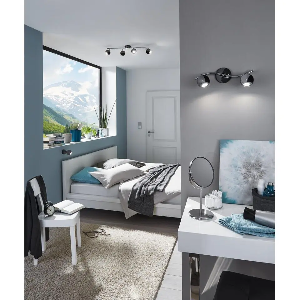 EGLOBimeda-Spot-4Lichts-Nikkel-Nero,Chroom