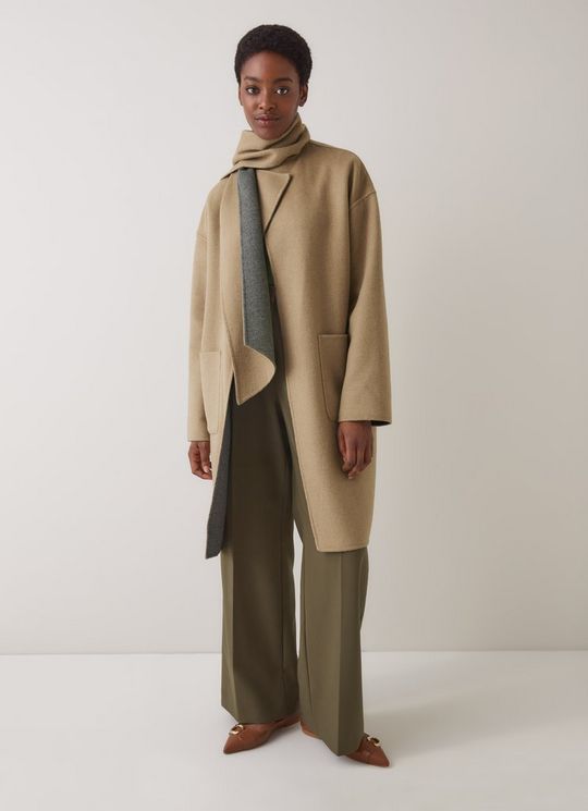 Ivy Wool Blend Grey Camel Coat
