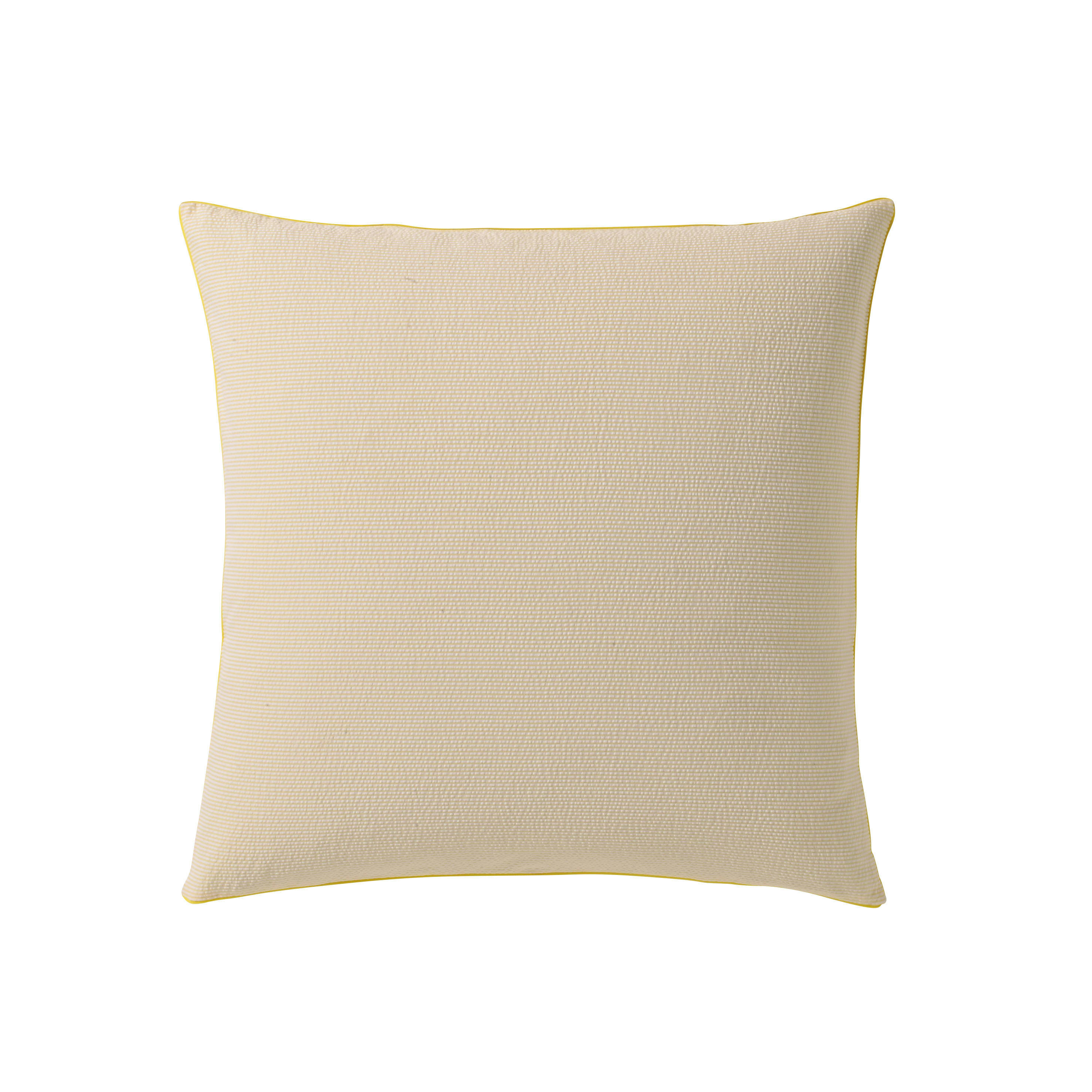 TEMPO - Taie d'oreiller en seersucker et percale de coton jaune 65x65