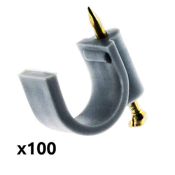 Lot de 100 crochets de fixation diamètre 12mm - Gris - Zenitech