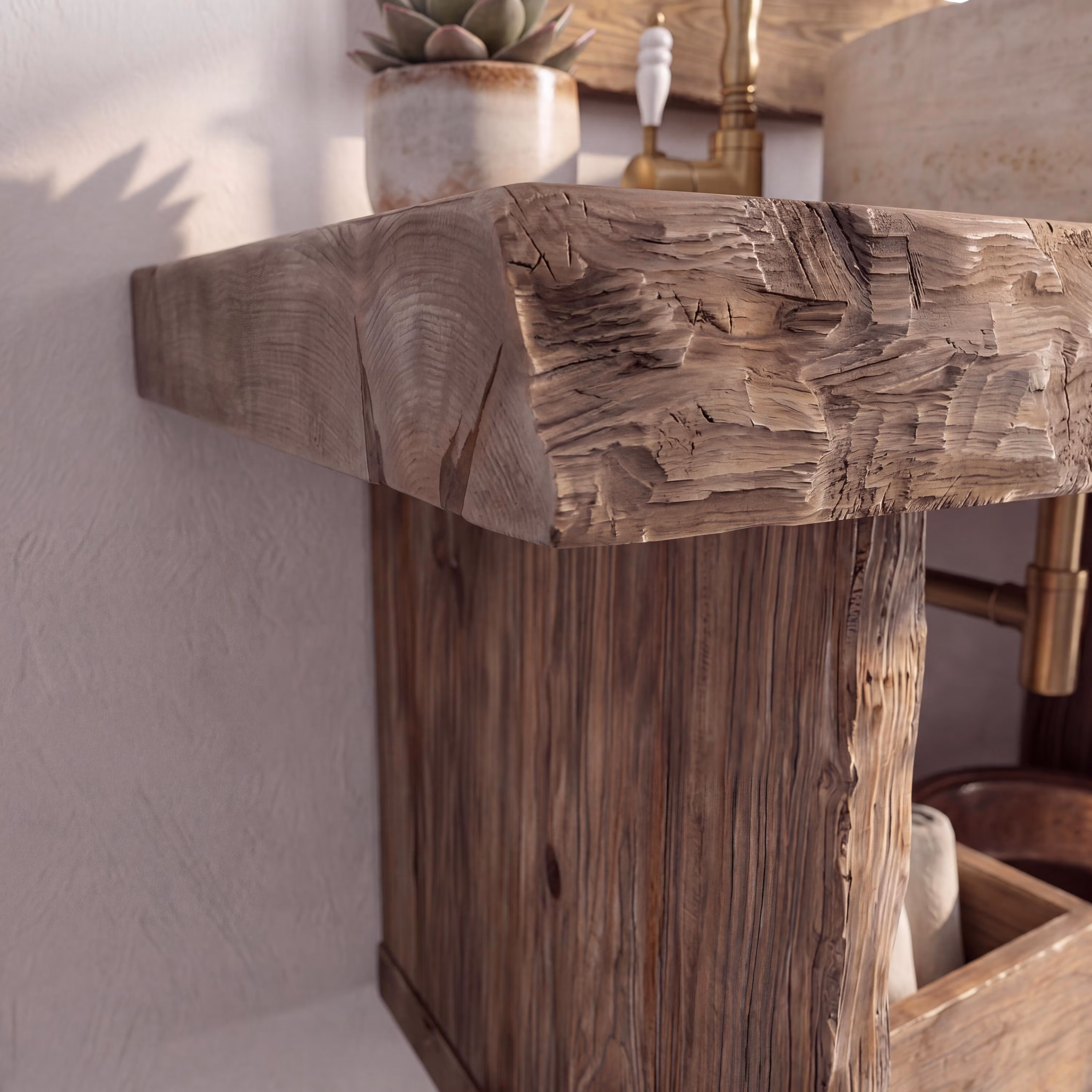 Handmade Rustic Recycled Floating Boat Solid Wood Custom Design Unique Bathroom