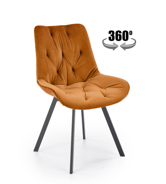 Krzesło tapicerowane K519 VELVET cynamonowe obracane