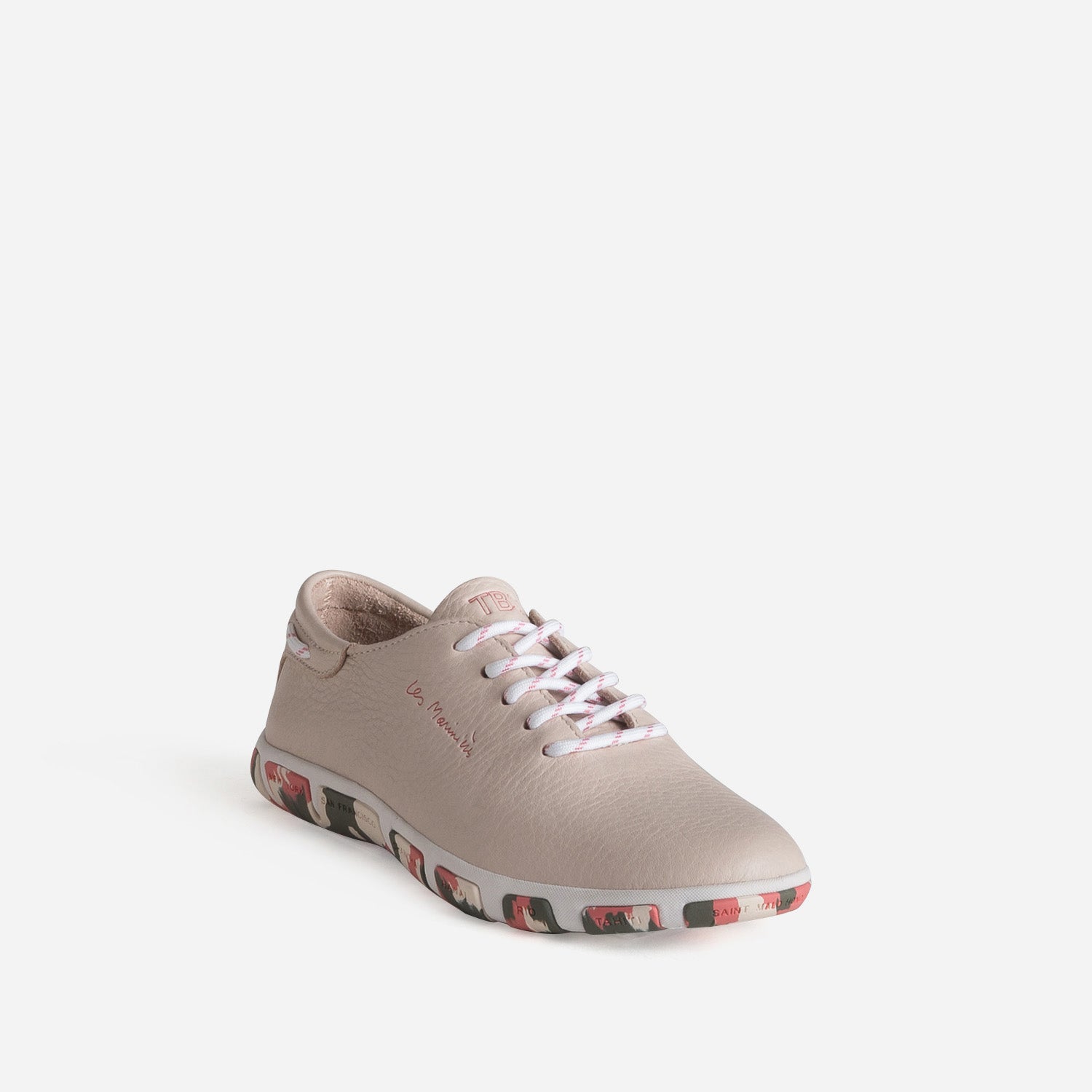 Tennis TBS rose cuir semelle à motif