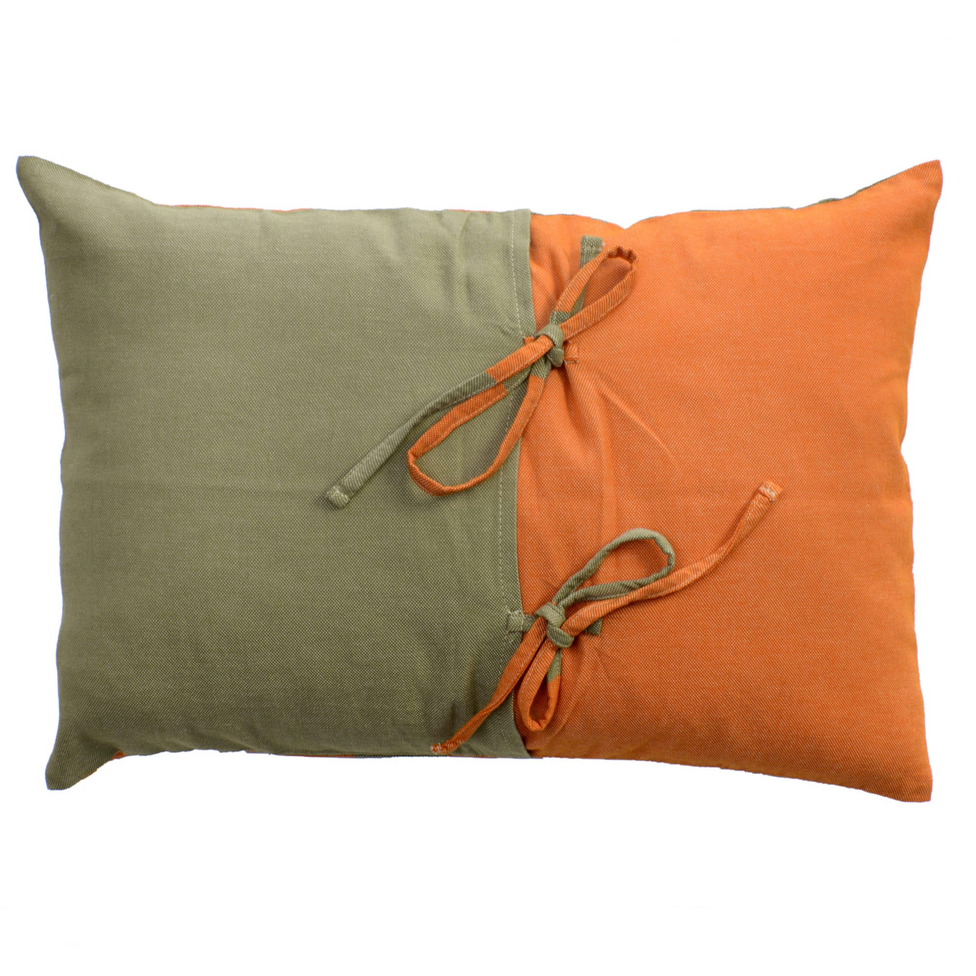 TANGER - Housse de coussin coton motif symétrique orange vert 35 x 50
