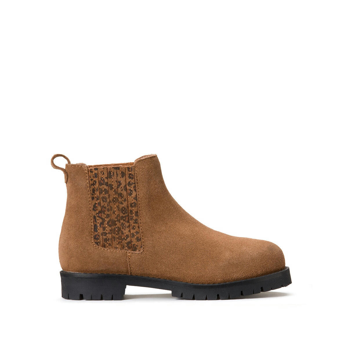 Bottines cuir, détail léopard