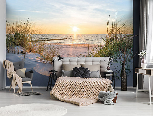 Papier Peint Intissé Panoramique Mer Plage Paysage Nature 300x210 cm - Colle Inclus - Chambre et Salon - Papier Peint 3D