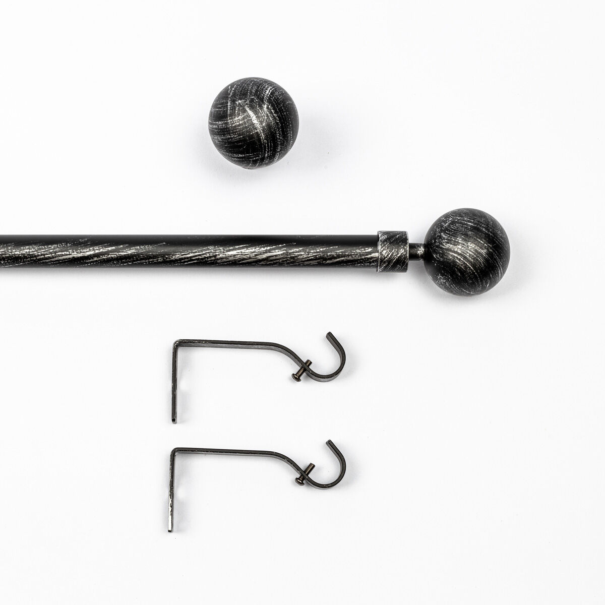 Kit varão extensível preto e prateado 120-210cm d19cm