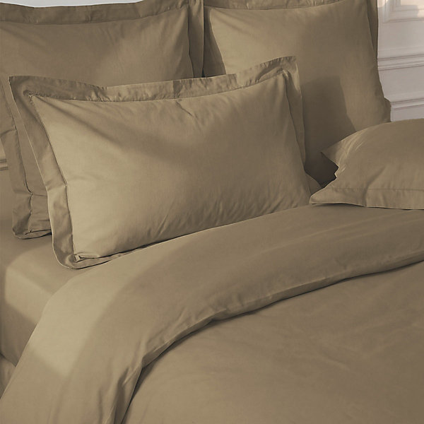 Lot de 2 taies d'oreiller en percale de coton Taupe 65x65 cm SOFT PERCALE