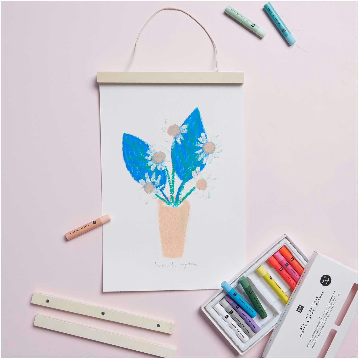 - Pastels à l'huile 12 couleurs pastel et fluo