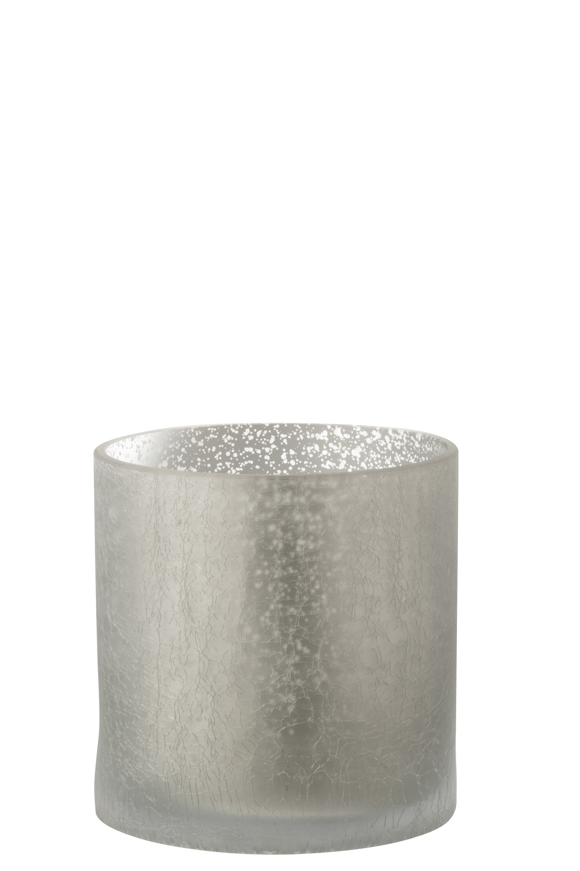 J-Line windlicht Cilinder Craquelé - glas - grijs - large