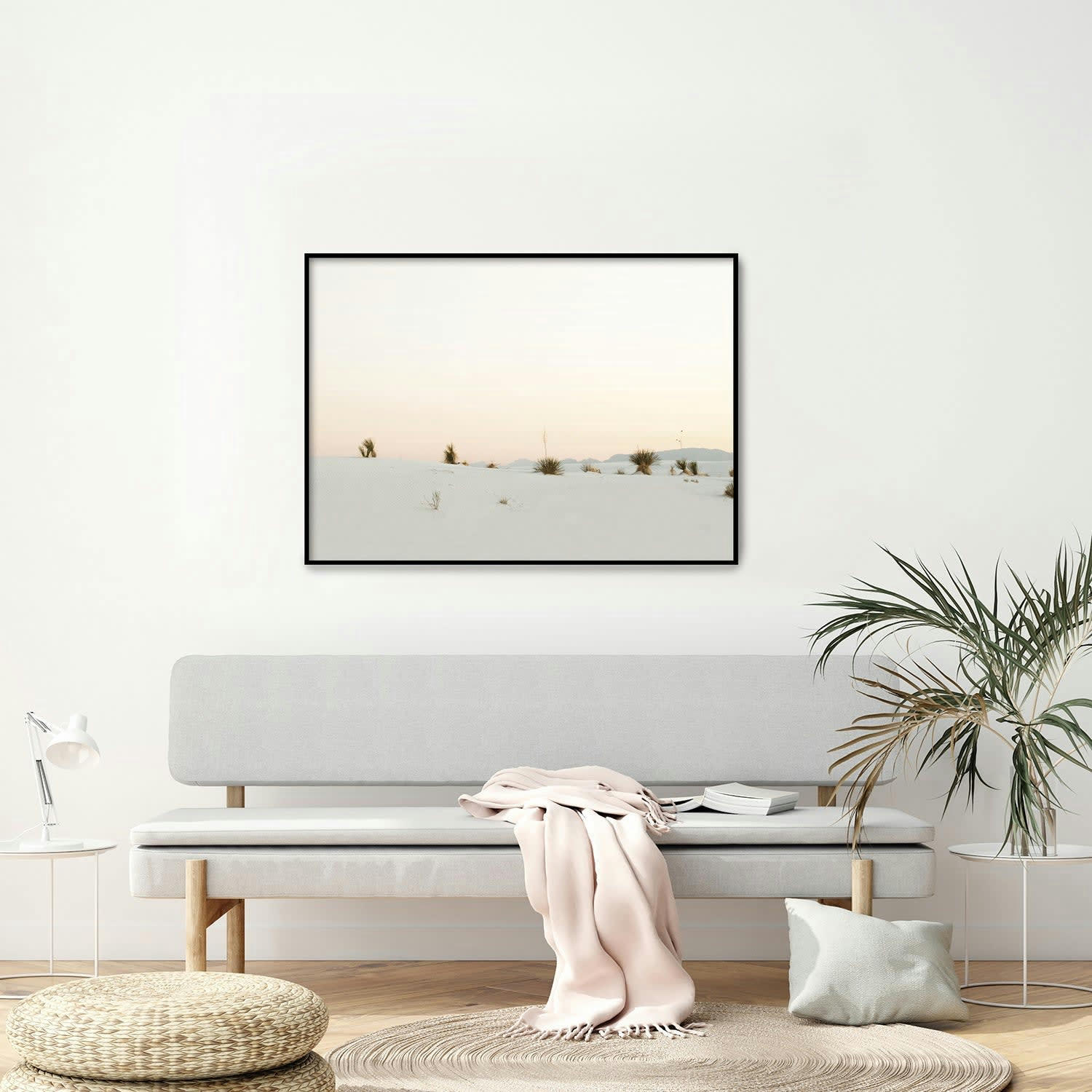 DESIERTO - Affiche avec cadre noir - Coucher de soleil - 30x40