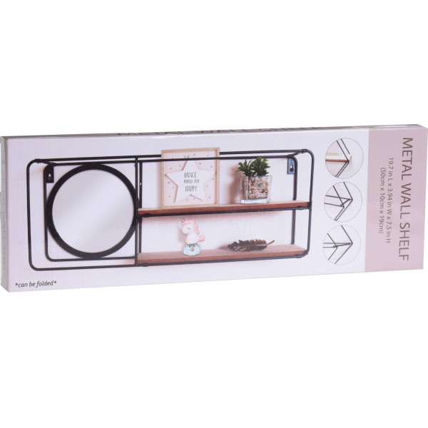 Półka dekoracyjna z małym lusterkiem, 2 poziomy, 59 x 20 cm