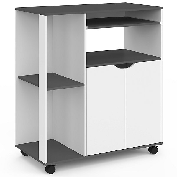 Desserte de cuisine COSI bois blanc et plateau gris L.76 CM