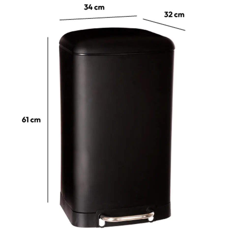 5Five Prullenbak/pedaalemmer - zwart - metaal - 30L - 34 x 61 cm