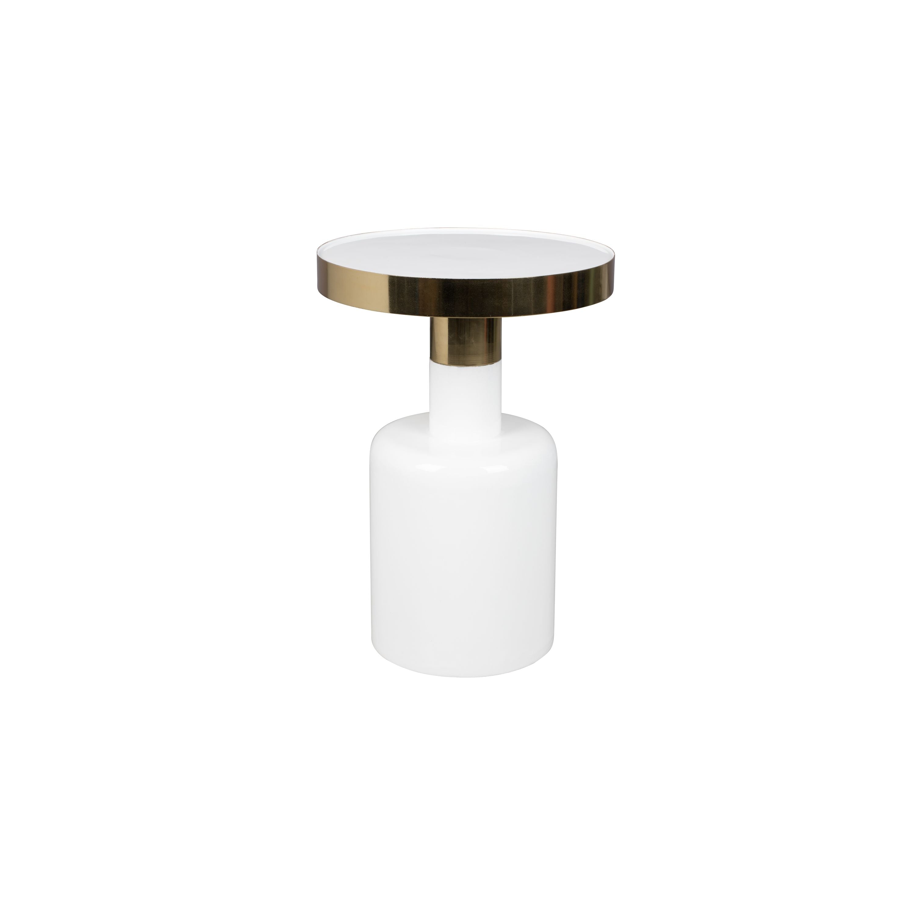 Zuiver Glam Bijzettafel Rond 36 cm Wit/ Goud