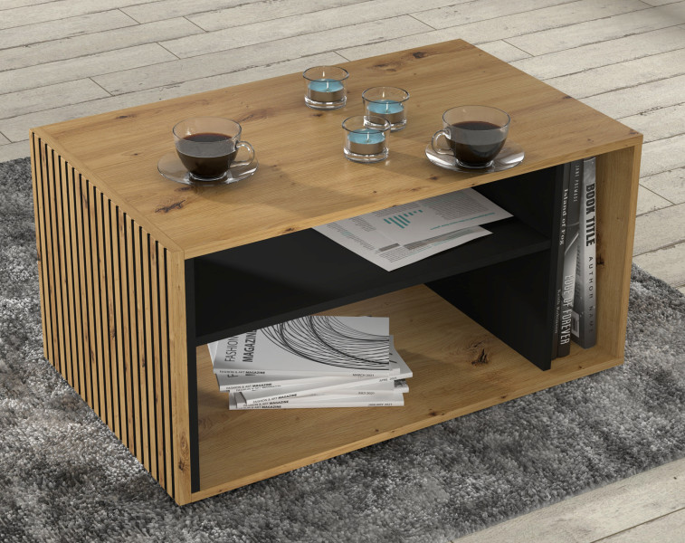 Stolik kawowy ława AURIS 87x55 cm dąb artisan / czarny mat