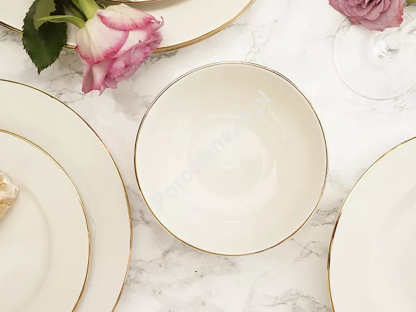 Serwis obiadowo - herbaciany na 12 osób (105 el.) Bogucice - Lolita Cream Gold 1258